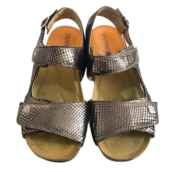 CALZAMEDI SPAIN Metallic Leather Orthopedic Comfort Sandals - Picture 1 of 12
